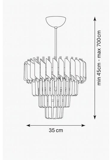 Palmira 35'lik Kristal Taşlı Lüks Avize - Siyah - Krom Siyah
