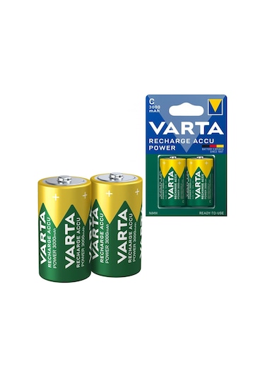 Varta Hr14 3000mah C Orta Boy 1.2 Volt Ni-mh Şarjlı Pil 2li Paket Şarj Edilebilir