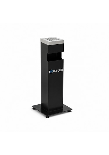 Siyah Kare Küllük K-01 Metal Dış Mekan Sigara Küllüğü Hey Çelik