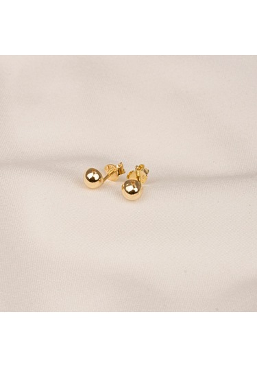 Altın Küpe - 14 Ayar Altın Minimal Top Küpe Sarı