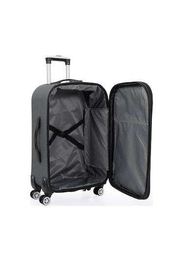 Oleets 8 Tekerli Su Geçirmez Kumaş Orta Boy Valiz Gri