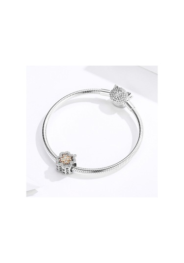 Dört Yapraklı Yonca Zirkon Boncuklu S925 Ayar Gümüş Dıy Bilezik Aksesuarları Çok Renkli