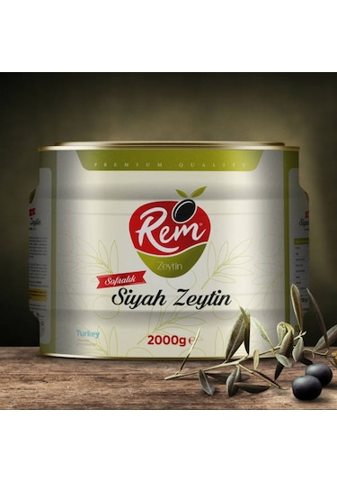 Rem Sofralık Siyah Zeytin Teneke 2 KG