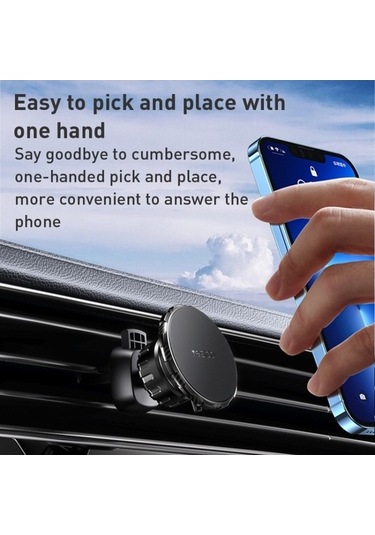 Wondernest Yesido C160 Vantuz Teleskopik Çubuk Manyetik Araç Telefon Tutucu Siyah Siyah