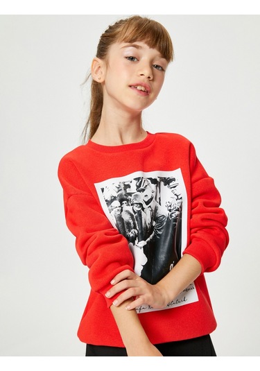 Koton Atatürk Baskılı Sweatshirt Uzun Kollu Bisiklet Yaka Şardonlu Kırmızı 4wkg10179ak 4WKG10179AK401 Kırmızı