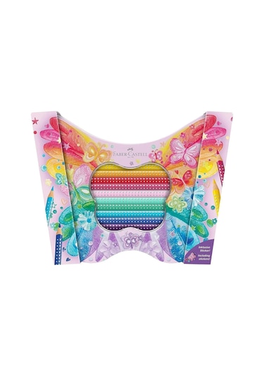 Faber-Castell Sparkle Boya Kalemi, 20’li, Kelebek Şeklinde Metal Kutu, Efektli ve Pastel Renkler