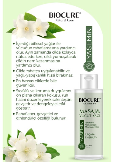 Biocure Yasmin Özlü Masaj ve Vücut Bakım Yağı 100 ML