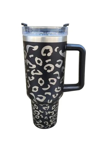 Meadow 304 Paslanmaz Çelik Araba Termosu 40 Oz - Isı Ve Soğuk Koruma Siyah - Gri - Leopar 1 L Siyah - Gri - Leopar