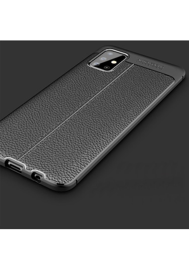 Samsung Uyumlu Galaxy A71 Kamera Korumali Deri Görünümlü Silikon Kilif 402642257