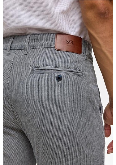 Lacivert Slim Armürlü Pantolon Lacivert