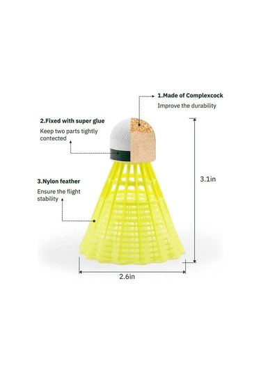 Geeksen Dayanıklı Nylon Tüylü Badminton Topu 12'li Set - İç Ve Dış Mekan İçin İdeal, Eğlenceli Ve Pratik