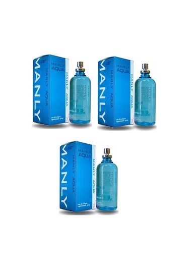 Manly Aqua Turkuaz Erkek Parfüm EDC 125 ML x 3