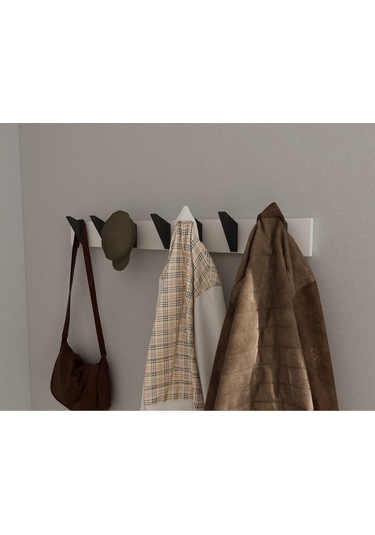 Hepsi3boyutlu Modern Duvar & Kapı Kanca Askılık - 7 Adet Siyah Kanca Askılık - Model No : 5 Siyah