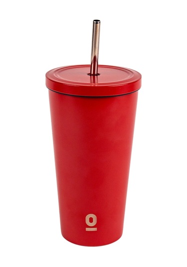 Paslanmaz Çelik Kırmızı Pipetli Mug Termos 500 ML No:80