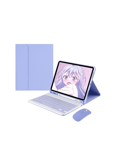 Xindoker 2021 İpad Pro 11 İnç Çift Modlu Kablosuz Klavye Kılıfı - Mor Deri Kasa Ve Şarj Özellikli