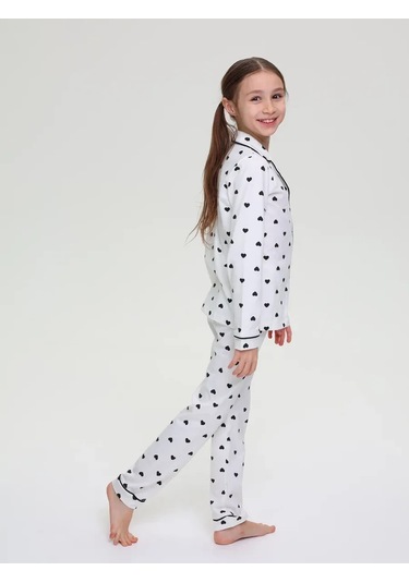 Milpat Kids Pantolonlu Ve Gömlekli Pamuklu Triko Pijama 333951609 Beyaz