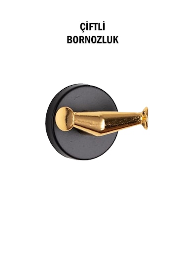 Çiftli Bornozluk Siyah Gold Renk Altın - Siyah