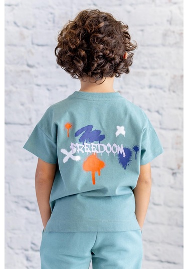 Erkek Çocuk Baskılı T-shirt - Mint Mint