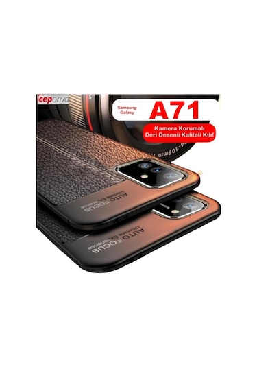 Samsung Uyumlu Galaxy A71 Kamera Korumali Deri Görünümlü Silikon Kilif 402642257