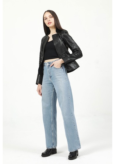 Dericlub Yb-2157 Gerçek Deri Kadın Mont Siyah