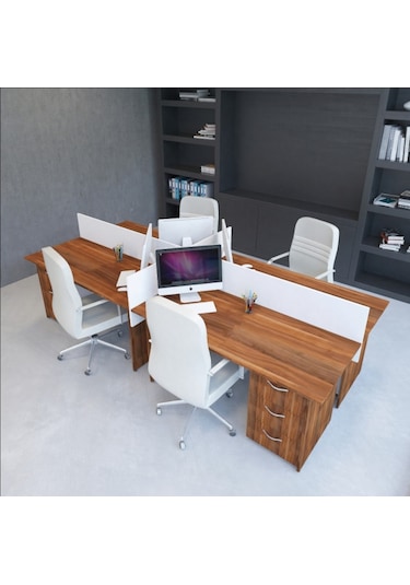 Burovena Vena Nil Workstation Dörtlü Çalışma Masa 320Cm X 140Cm X 115H
