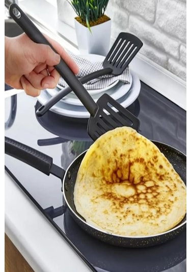 4'lü Set Lüx Yanmaz Yapışmaz Teflon Kaplama Servis Seti Kepçe Kevgir Spatula Kaşık Servis Takımı