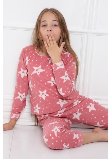 Sleeproom Kişlik Çocuk Polar Pijama Takim Pudra