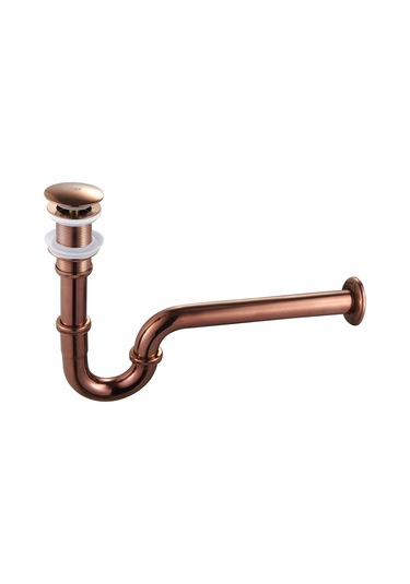 Lpd Bakır Lavabo Sifonu buton Dahil Bakır