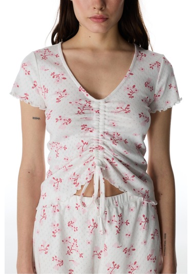 Penti Pembe Blossom Pointel Tişört Pijama Üstü