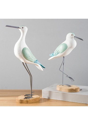 Novahub Yeşil 2 Adet Masaüstü Martı Minyatür Figürler Heykeli Dekorasyon Sahne Veranda Çim