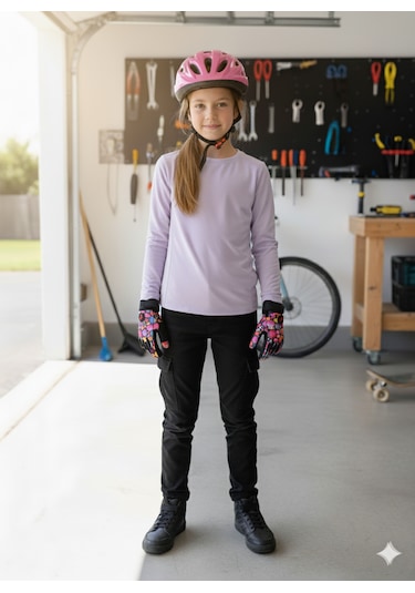 Çocuk Motosiklet & Bisiklet Eldiveni Deniz Kabuğu Desenli - Güvenli Sürüş İçin