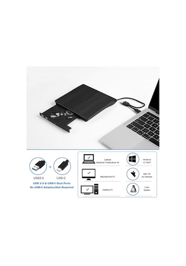 Sones Bt638 Dizüstü Bilgisayar Masaüstü Harici Usb 3.0 Taşınabilir Cd Çalar Cd-rw Optik Sürücü Yazıcı