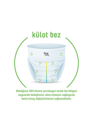 Pure Baby Organik Bambu Özlü Külot Bez 4'lü Paket 6 Numara Xlarge 128 Adet 4'lü