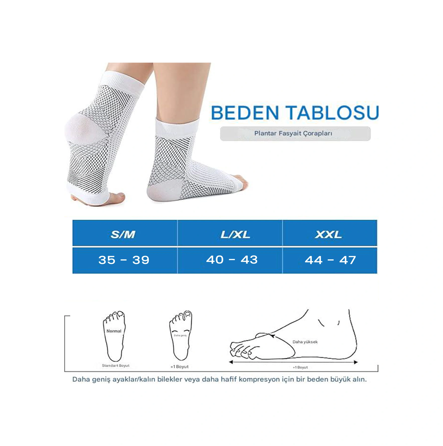 Plantar Fasyait Destekli Xxl Beden 10 Çift "20 Adet" Parmaksız Nöropati & Kompresyon Çorabı "siyah"