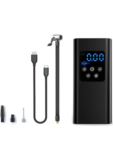 Kosona 12v Taşınabilir Şarj Edilebilir Hızlı Şişirme Pompası - Araç, Bisiklet, Toplar İçin, 3 Nozul, Usb Kablolu, 2000mah Pil
