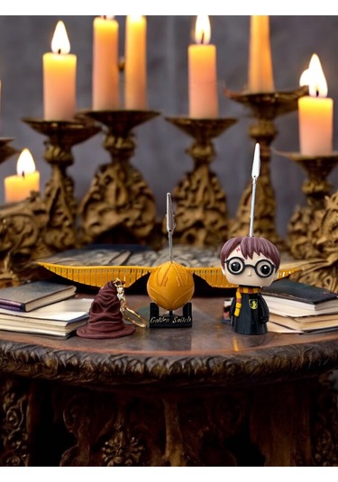 Harry Potter Temalı Not Tutacağı - Seçmen Şapka Anahtarlık - Snitch Ve Hareketli Kafa Harry Tutacak Çok Renkli