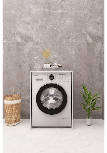 Mdf Çamaşır Makinesi Dolabı Beyaz