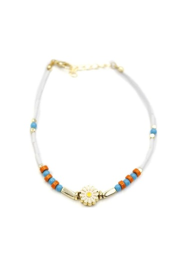 Boncuklu Papatya Halhal - Altın Çok Renkli