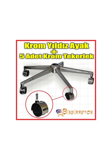 Krom Ofis Koltuğu Ayak Seti Lux Krom Ayak Krom Tekerlekler BE072