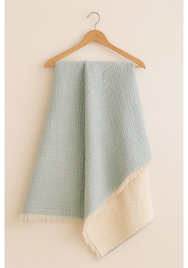 Elyaflı Müslin Battaniye 100x120 Cm Mavi