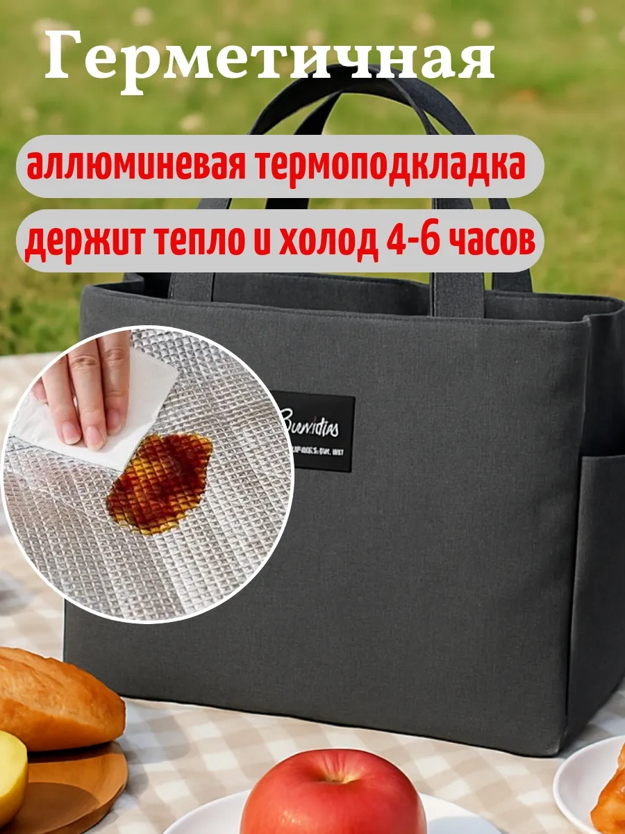 Slae Öğle Yemeği İçin Termo Çanta 446650718 Siyah