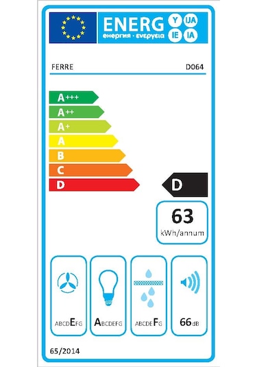Ferre D064 Çift Camlı Girintili Dokunmatik 60 Cm Beyaz Davlumbaz