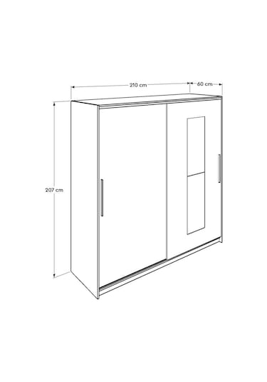 Elit Plus Aynalı Sürgülü Gardırop - Beyaz