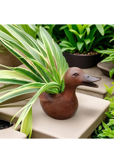 Suntek Magideal Ördek Heykeli Saksı Balkon Bitki Tutucu