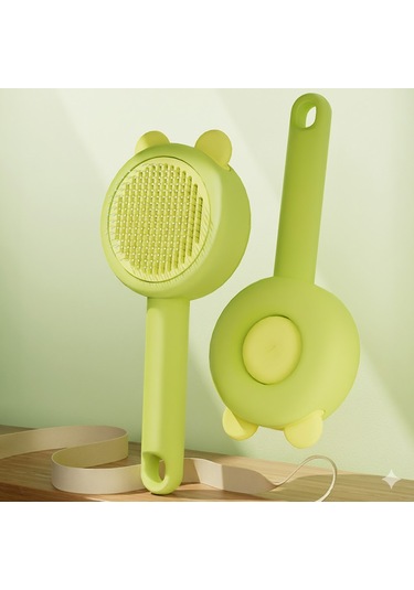 Metal Dişli, Kendini Temizleyen, Evcil Hayvan Bakım Fırçası - Yeşil