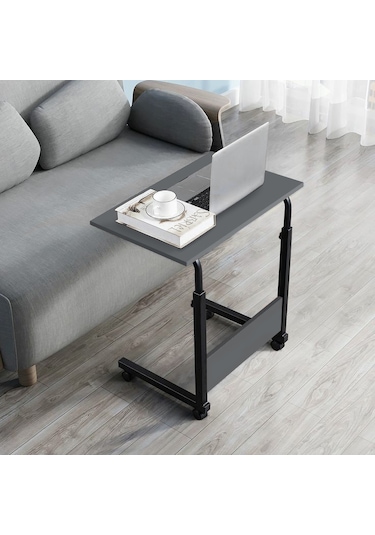 Yükseklik Ayarlı Laptop Sehpası - Antrasit 60x40 (Tekerli)