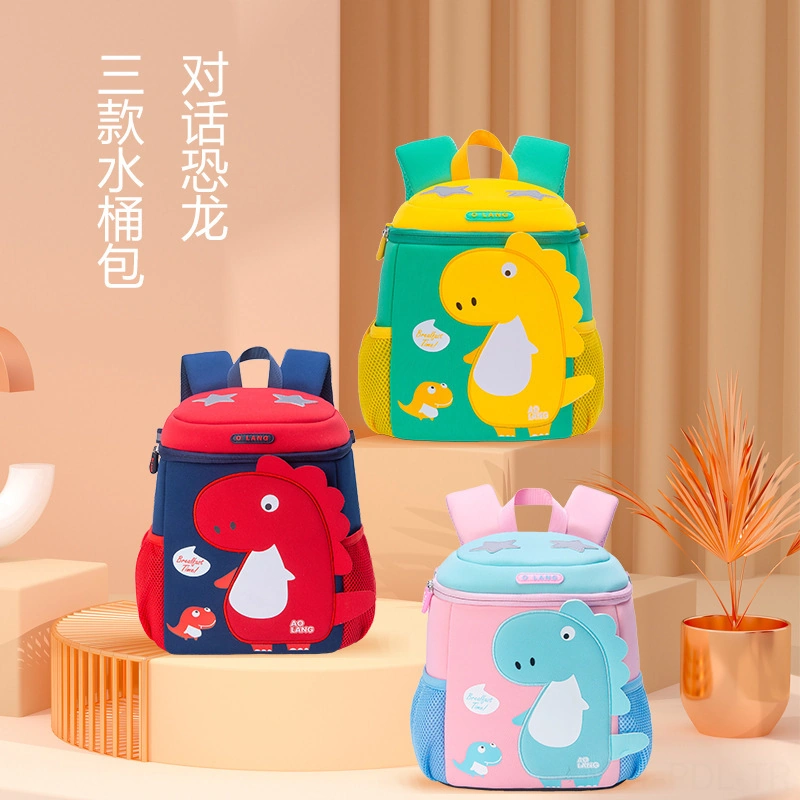 Padalink Küçük Çocuklar İçin Toksik Olmayan, Dayanıklı, Hafif Dinozor Desenli Okul Çantası - Mavi Büyük Boy 1-6 Yaş Çok Renkli