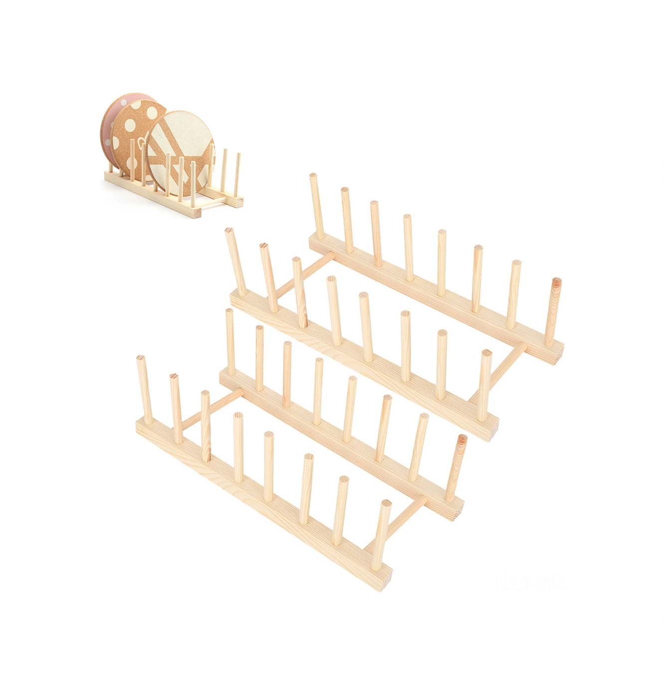 Wezone Ahşap Tabak Depolama Rafı, Mutfak Gereçleri Ve Kitaplık Olarak Kullanılabilir, Doğal Ahşap, Sağlıklı Ve Dayanıklı, 2 Set Diğer