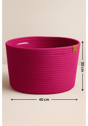 Camatschua Dekoratif Hasır 40 30 Cm Halat Sepet Çok Amaçlı Saklama & Düzenleme Sepeti Fuşya