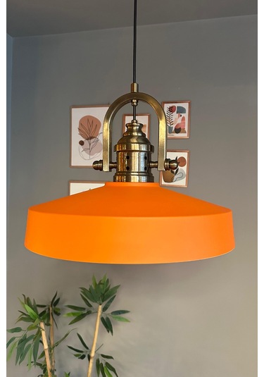 Açe Turuncu Tekli Delikli Eskitme Başlık Avize Retro Sarkıt Ofis Showroom Salon Mutfak Avizeleri Turuncu